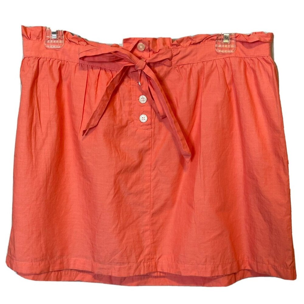j crew mini skirt small coral paperbag tie waist short button Cotton S